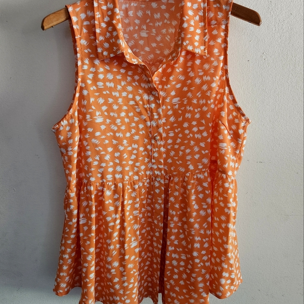 LIME LUSH  TANGERINE BUTTON UP TUNIC NEW NEVER WORN